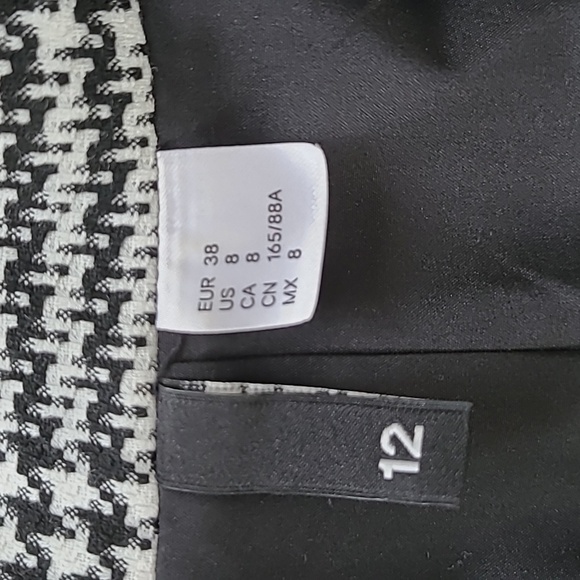 H&M Black and White Oversized Houndstooth Plaid Blazer - Size 8 - Picture 7 of 10
